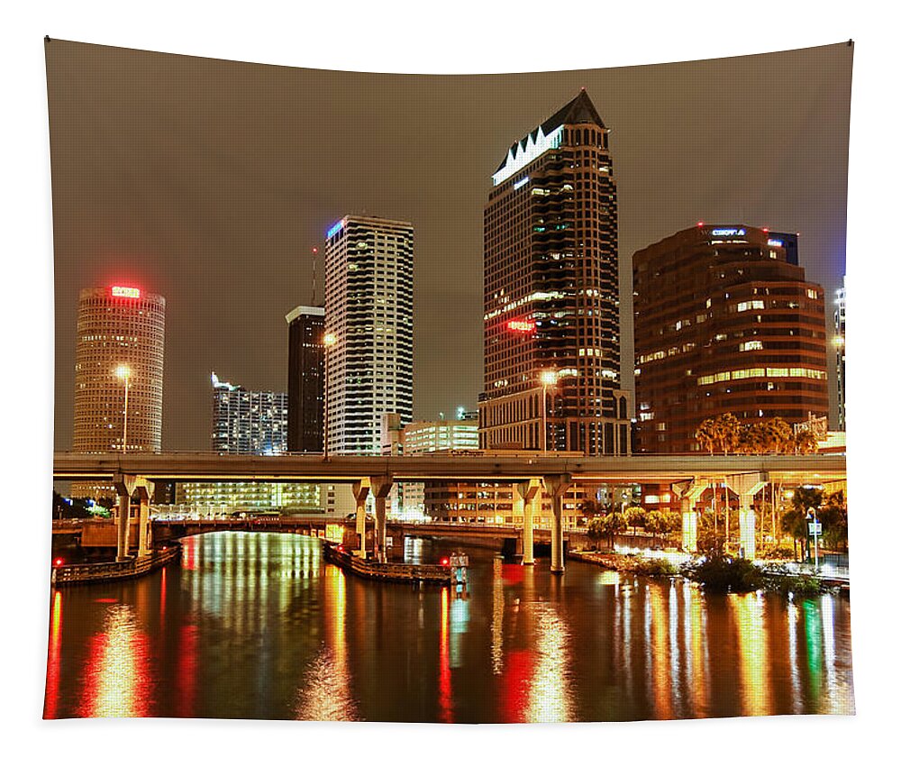 Florida Tapestry featuring the photograph Tampa Skyline by Stefan Mazzola