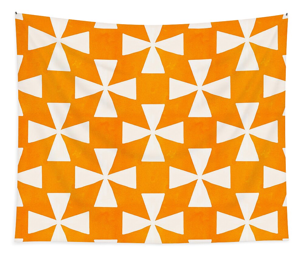 Orange Tapestry featuring the painting Tangerine Twirl by Linda Woods