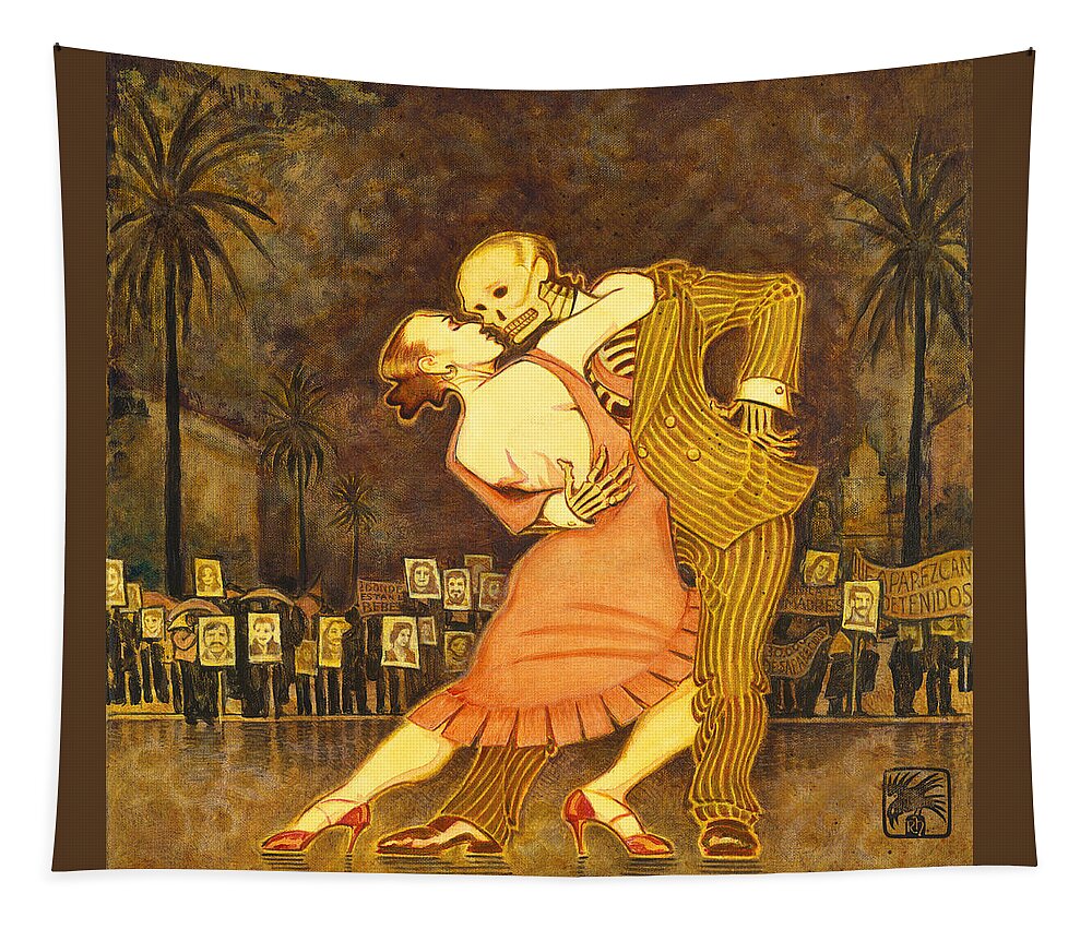 Abuelas De Plaza De Mayo Tapestry featuring the painting Tango en la Plaza de Mayo by Ruth Hooper