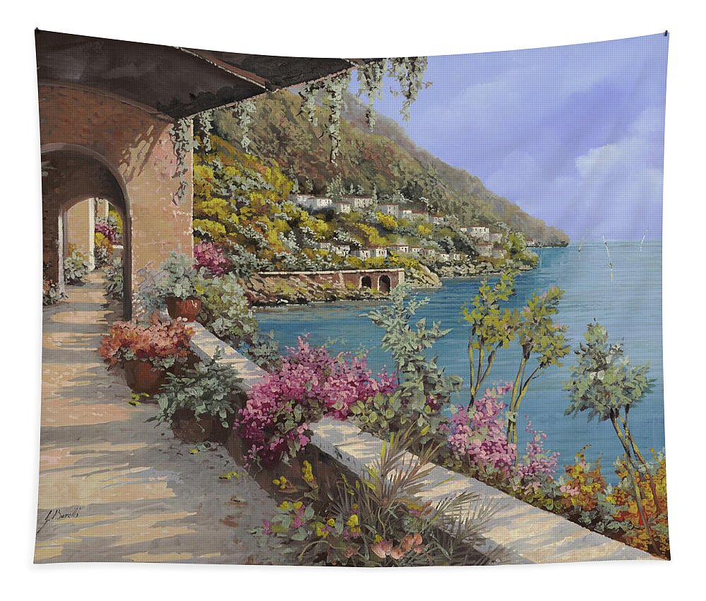Landscape Tapestry featuring the painting Tanti Fiori Sulla Terrazza by Guido Borelli