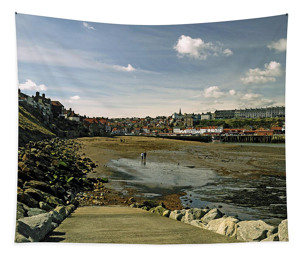 Britain Tapestry featuring the photograph Tate Hill Sands from the Slipway - Whitby by Rod Johnson