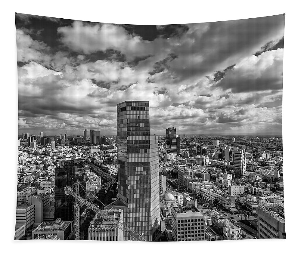 Israel Tapestry featuring the photograph Tel Aviv high and above by Ron Shoshani