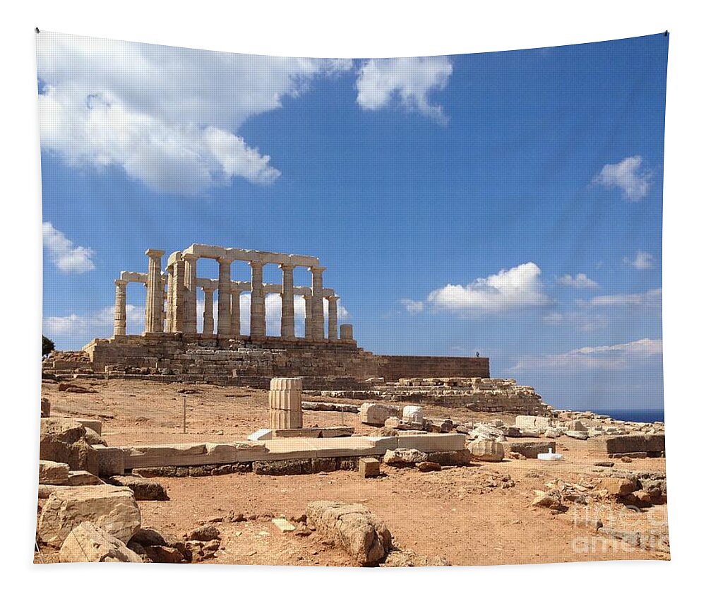 Temple Of Poseidon Tapestry featuring the photograph Temple of Poseidon by Denise Railey