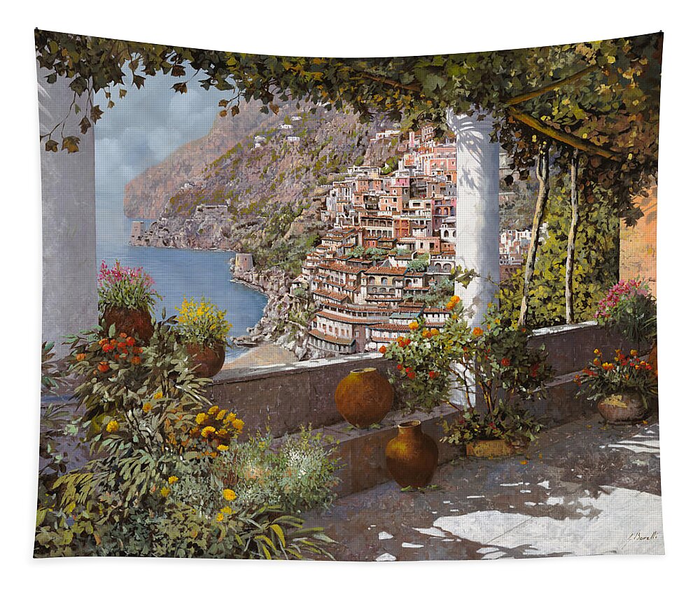 Positano Tapestry featuring the painting terrazza a Positano by Guido Borelli