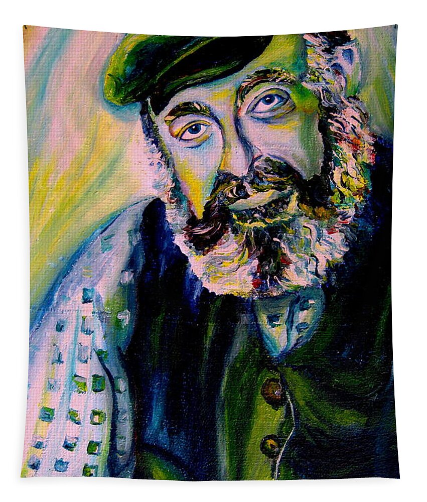 Tevye Fiddler On The Roof Tapestry featuring the painting Tevye Fiddler On The Roof by Carole Spandau