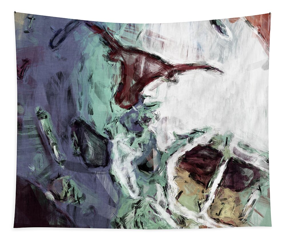 Texas Tapestry featuring the digital art Texas Longhorns Helmet Abstract by David G Paul
