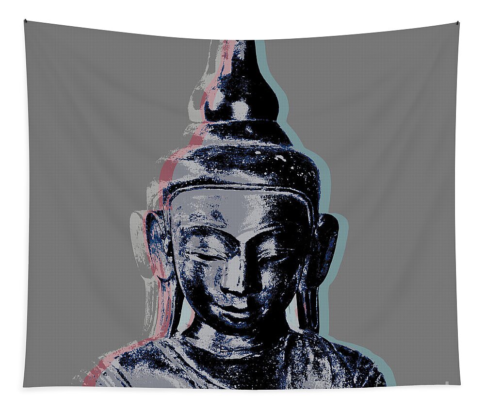 Pop Art Tapestry featuring the digital art Thai Buddha #2 by Jean luc Comperat