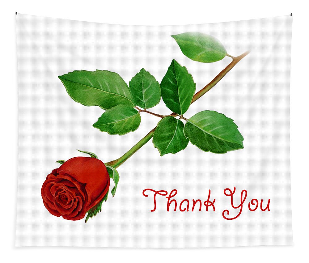 Rose Tapestry featuring the painting Thank You Card Red Rose by Irina Sztukowski