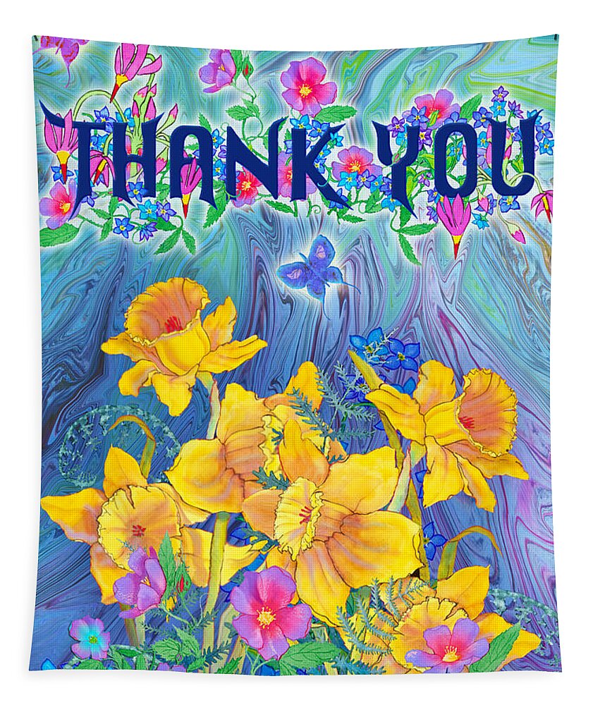 Note Card Tapestry featuring the painting Thank you card by Teresa Ascone