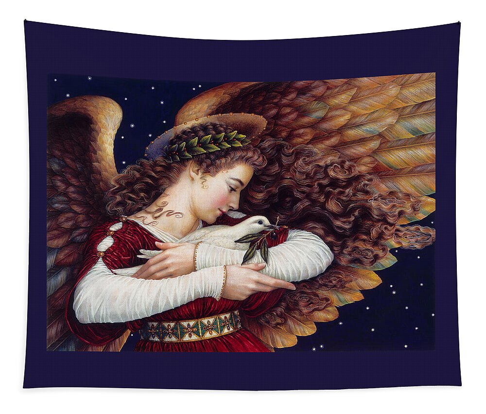 Angel Tapestry featuring the painting The Angel and The Dove by Lynn Bywaters