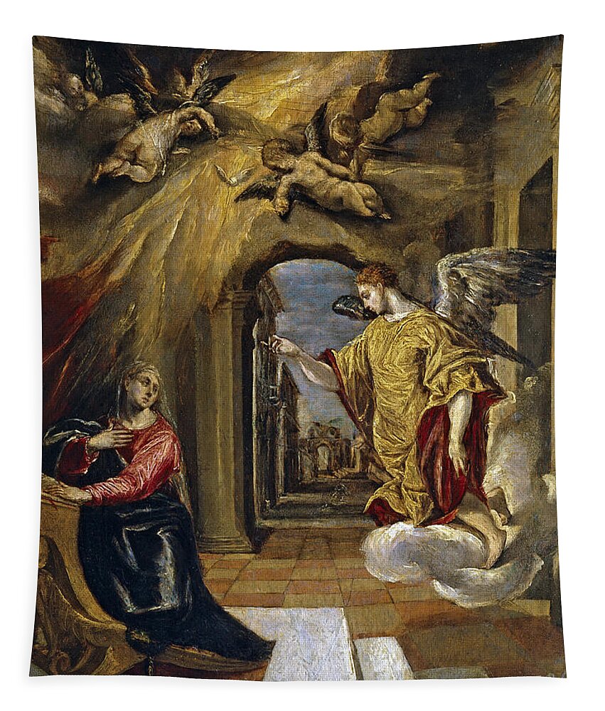 El Greco Tapestry featuring the painting The Annunciation by El Greco