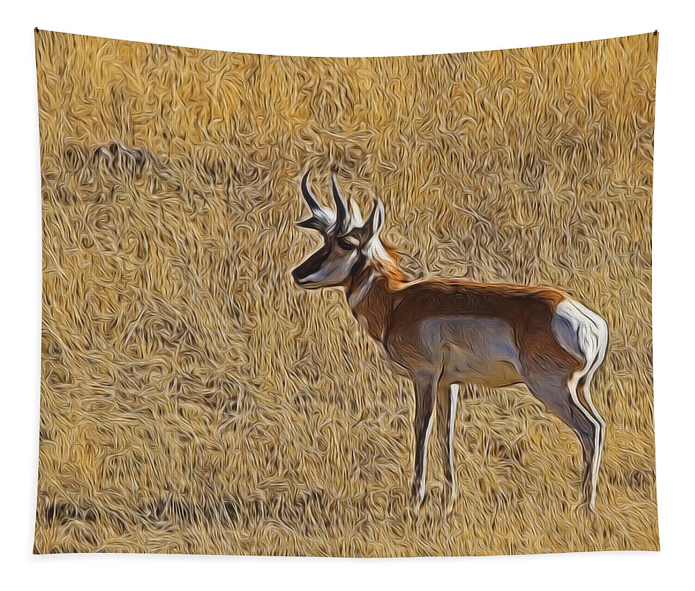 Animals Tapestry featuring the digital art The Antelope 3 Digital Art by Ernest Echols