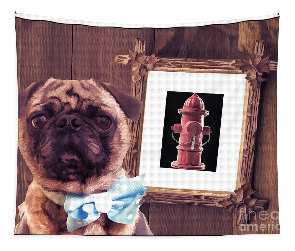 Pug Tapestry featuring the photograph The Artist and His Masterpiece by Edward Fielding