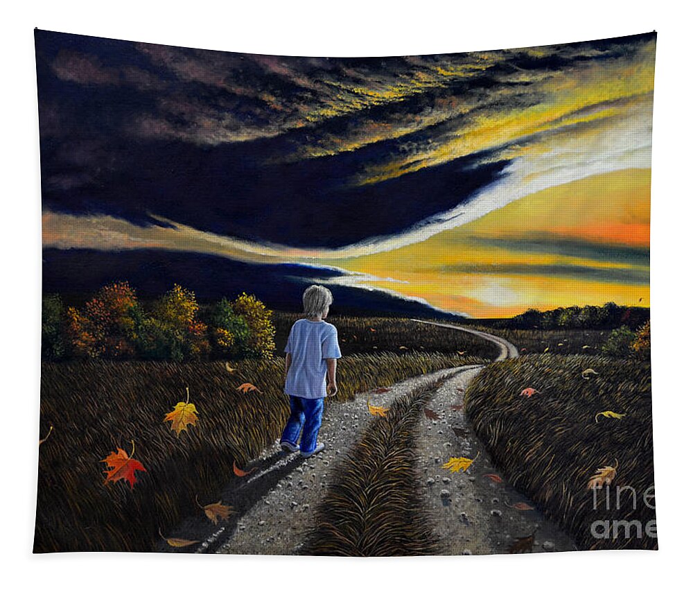 Autumn Tapestry featuring the painting The Autumn Breeze by Christopher Shellhammer