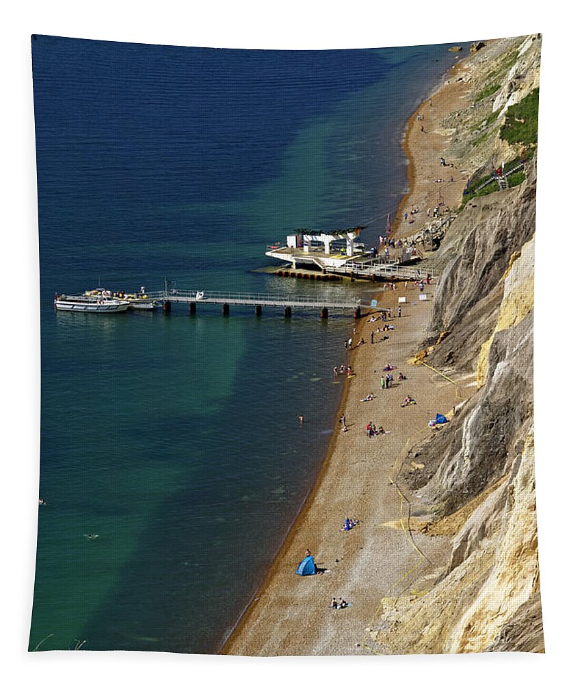 Britain Tapestry featuring the photograph The Beach and Sand Cliffs of Alum Bay by Rod Johnson