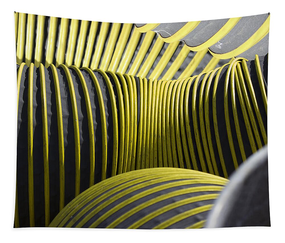 Yellow Tubing Tapestry featuring the photograph The Big Yellow Tube Five by Cathy Anderson