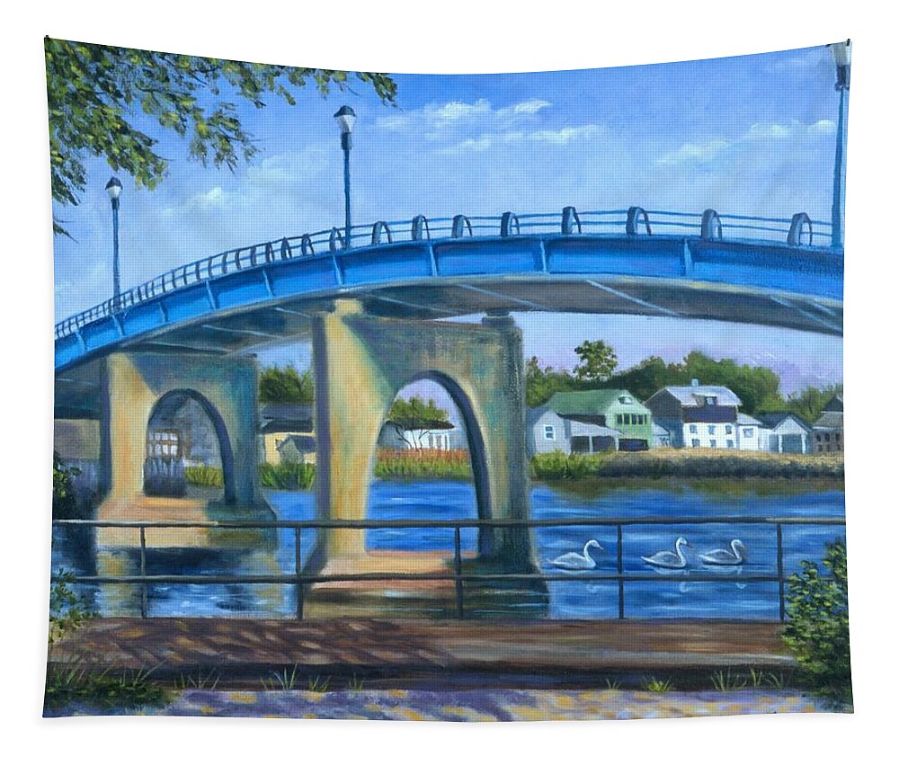 Blue Tapestry featuring the painting The Blue Bridge by Madeline Lovallo