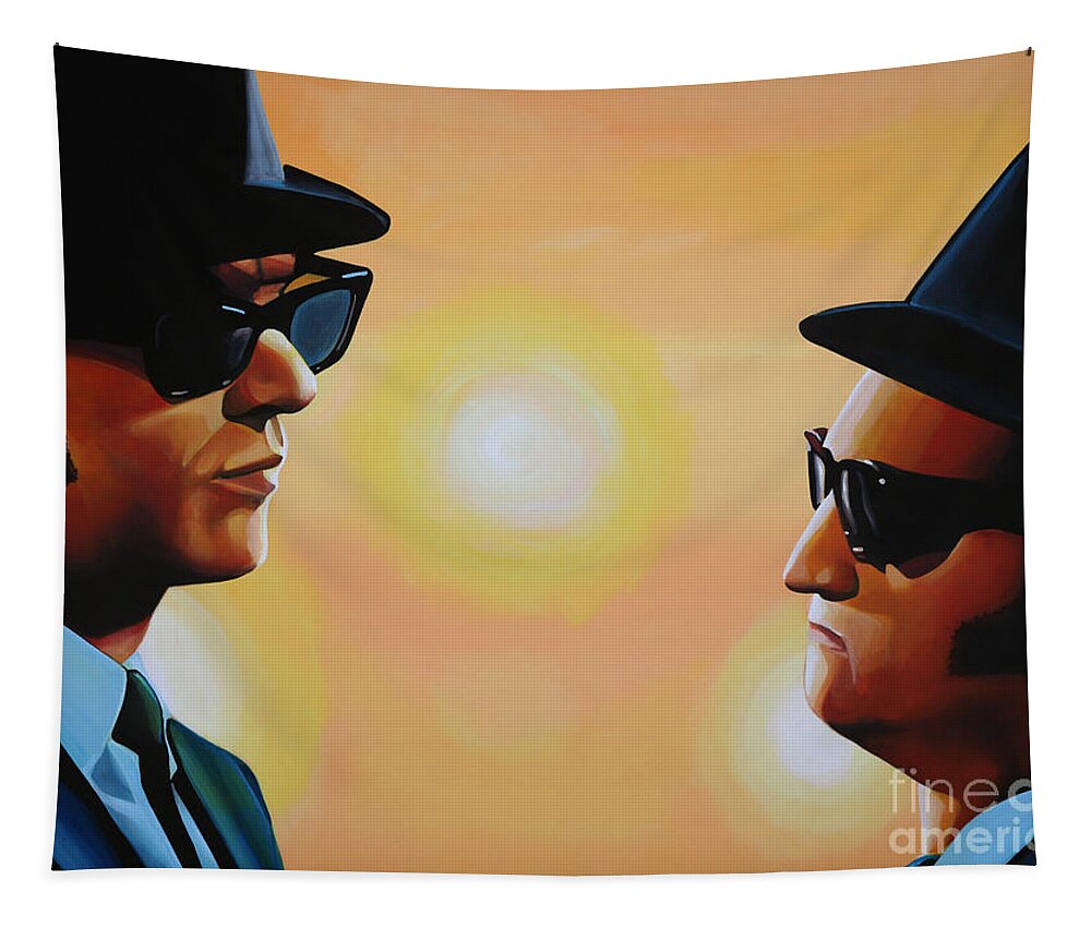 The Blues Brothers Tapestry featuring the painting The Blues Brothers by Paul Meijering