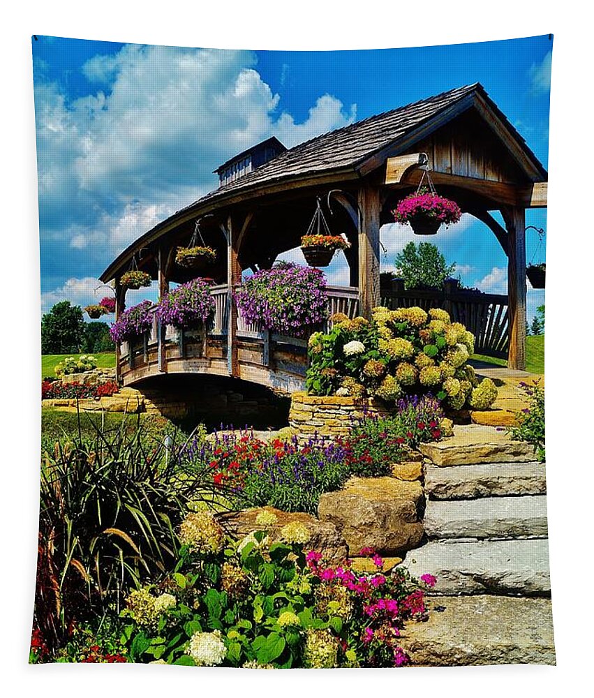 Flowers Tapestry featuring the photograph The Bridge by Daniel Thompson