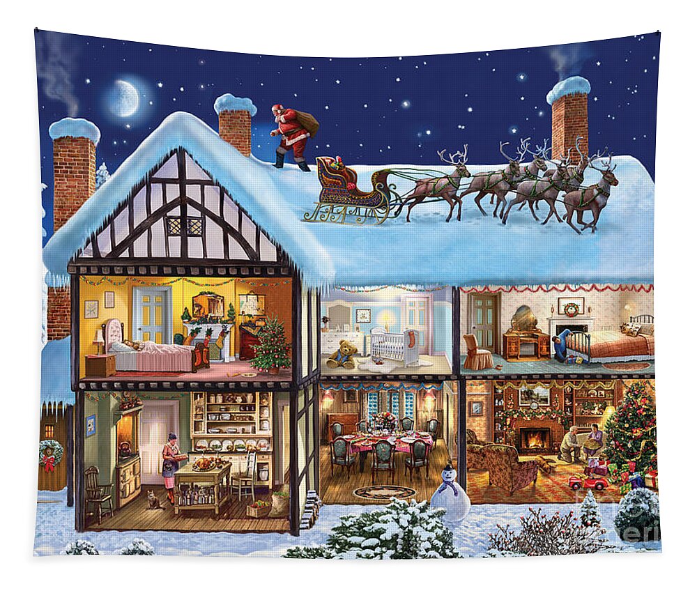 Christmas Tapestry featuring the digital art Christmas House by MGL Meiklejohn Graphics Licensing