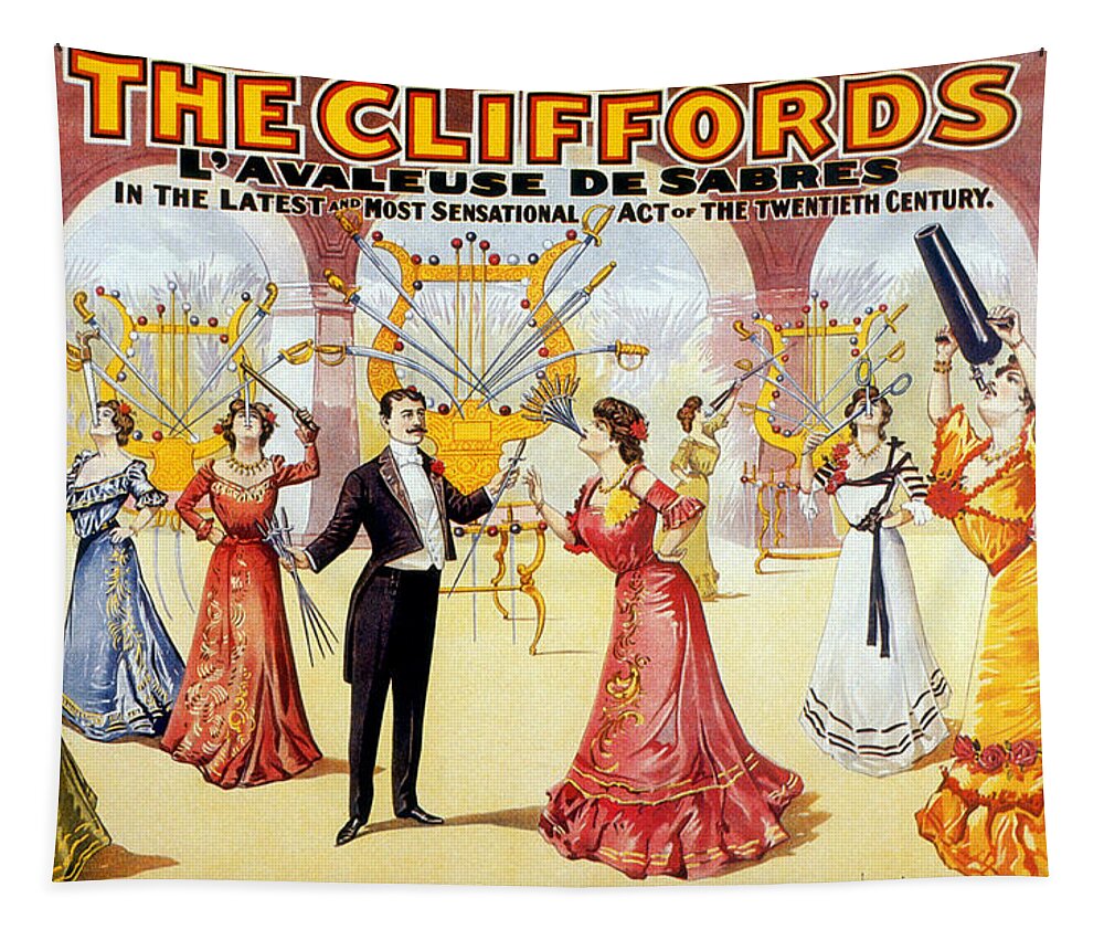 Entertainment Tapestry featuring the photograph The Cliffords, Sword Swallowing Act by Science Source