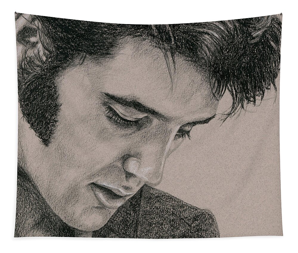 Elvis Tapestry featuring the drawing The Cool King by Rob De Vries