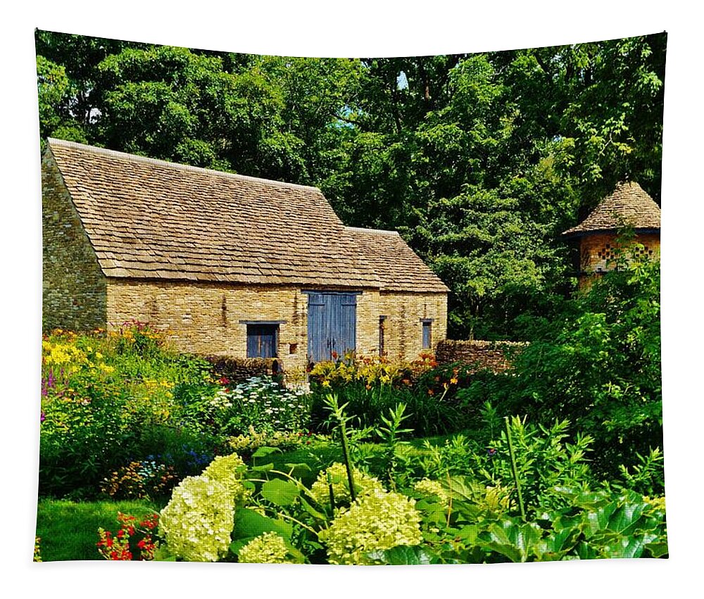 Barn Tapestry featuring the photograph The Cotswald Barn and Dovecove by Daniel Thompson