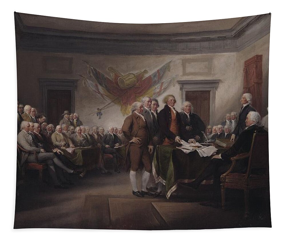 The Declaration Of Independence Tapestry featuring the painting The Declaration Of Independence, July 4, 1776 by John Trumbull