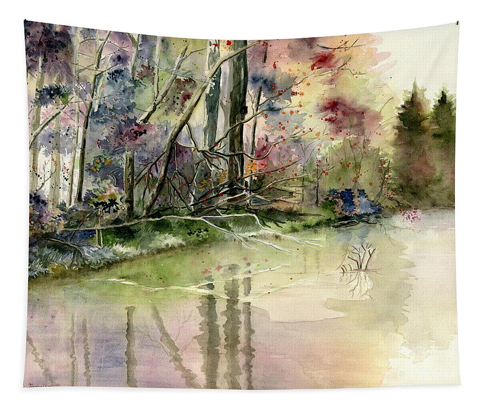 The End Of Wonderful Day Tapestry featuring the painting The End Of Wonderful Day by Melly Terpening