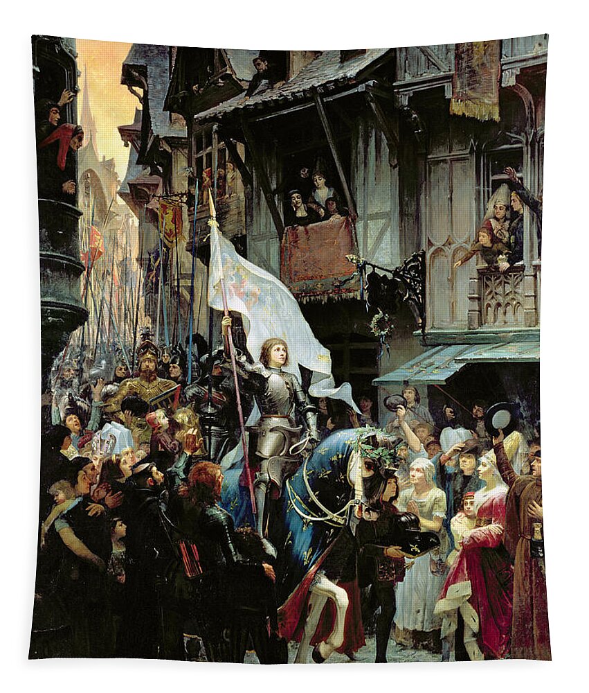 Joan Of Arc Tapestry featuring the painting The Entrance Of Joan Of Arc into Orleans by Jean-Jacques Scherrer
