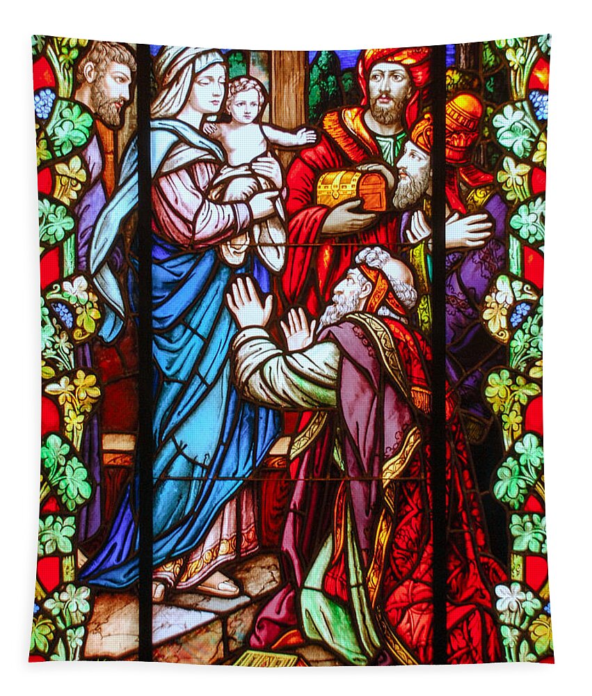 Stained Glass Window Tapestry featuring the photograph The Epiphany of Our Lord by Larry Ward