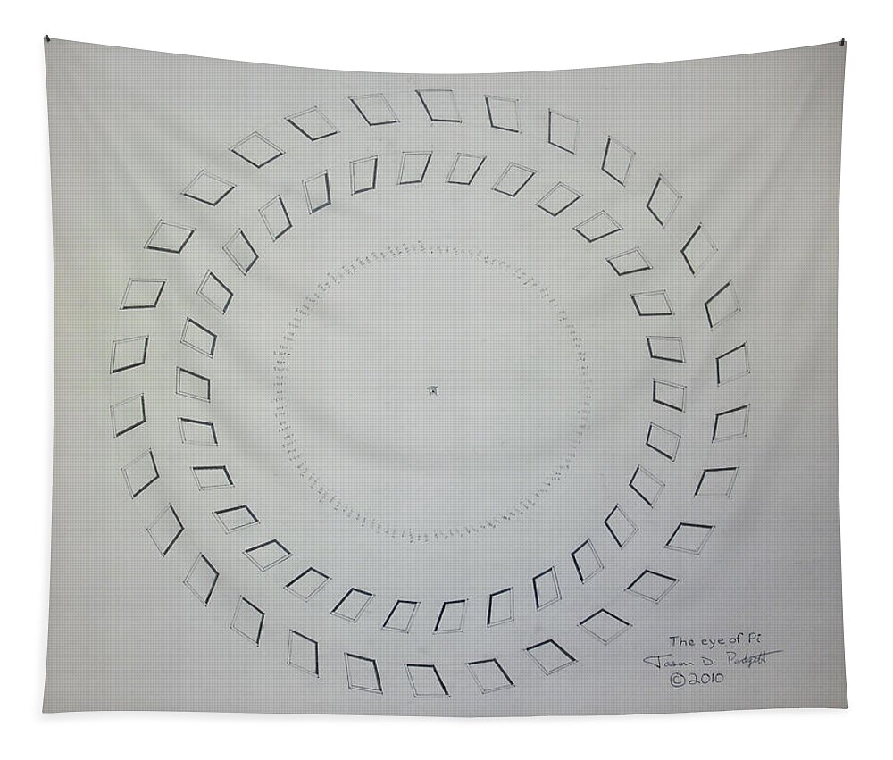 Pi Tapestry featuring the drawing The eye of Pi by Jason Padgett