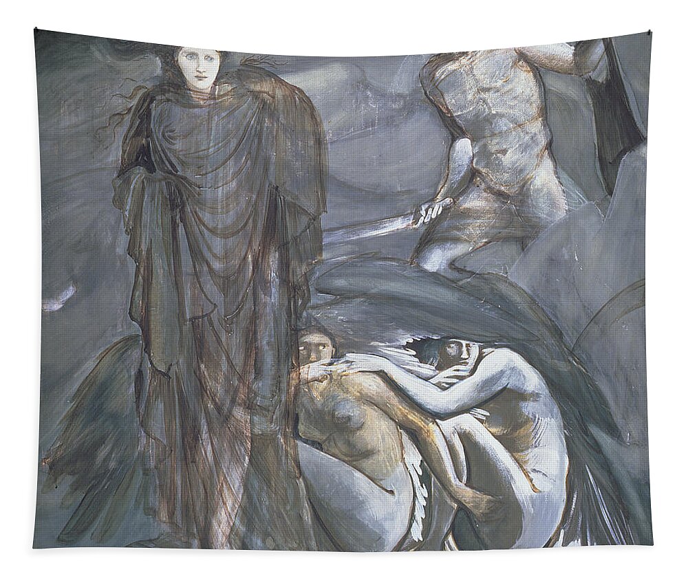 Gorgon Tapestry featuring the drawing The Finding Of Medusa, C.1876 by Edward Burne-Jones