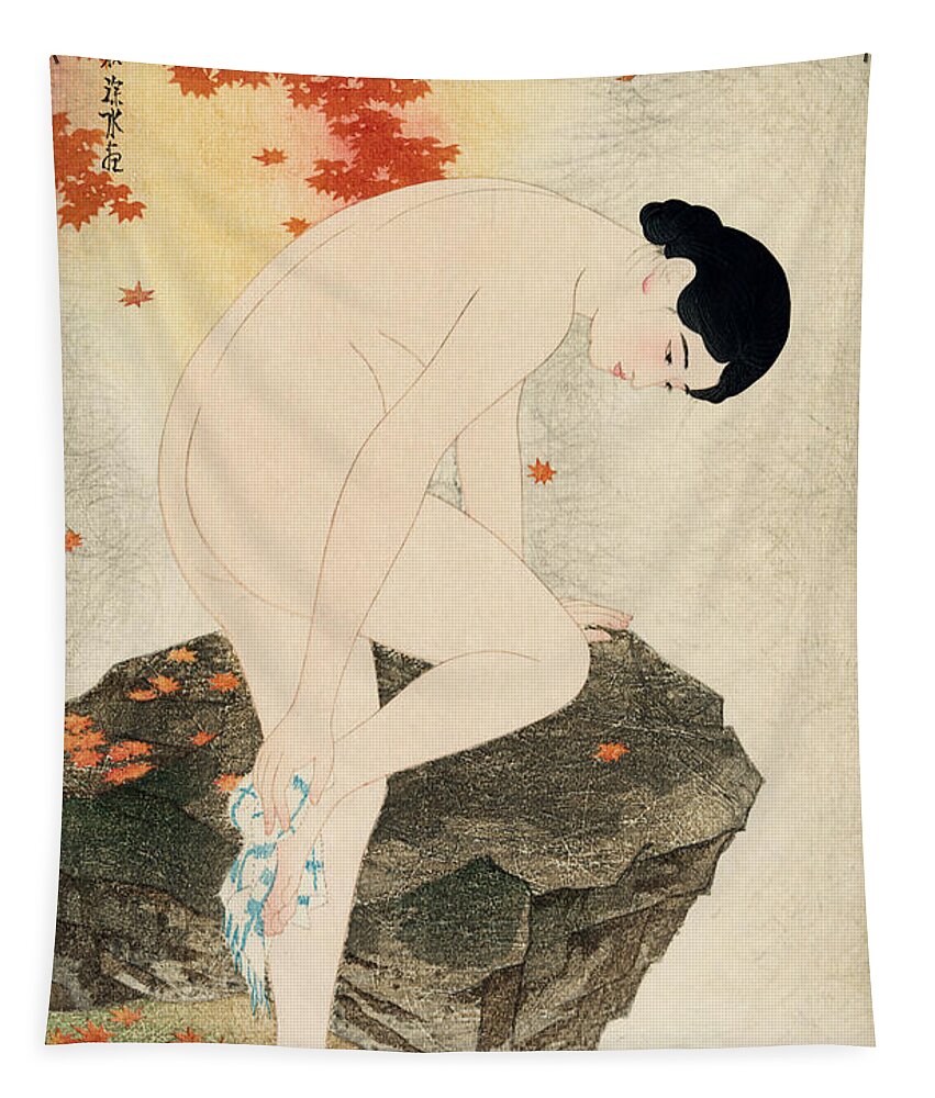 Woman Tapestry featuring the digital art The Fragrance of a Bath by Georgia Clare
