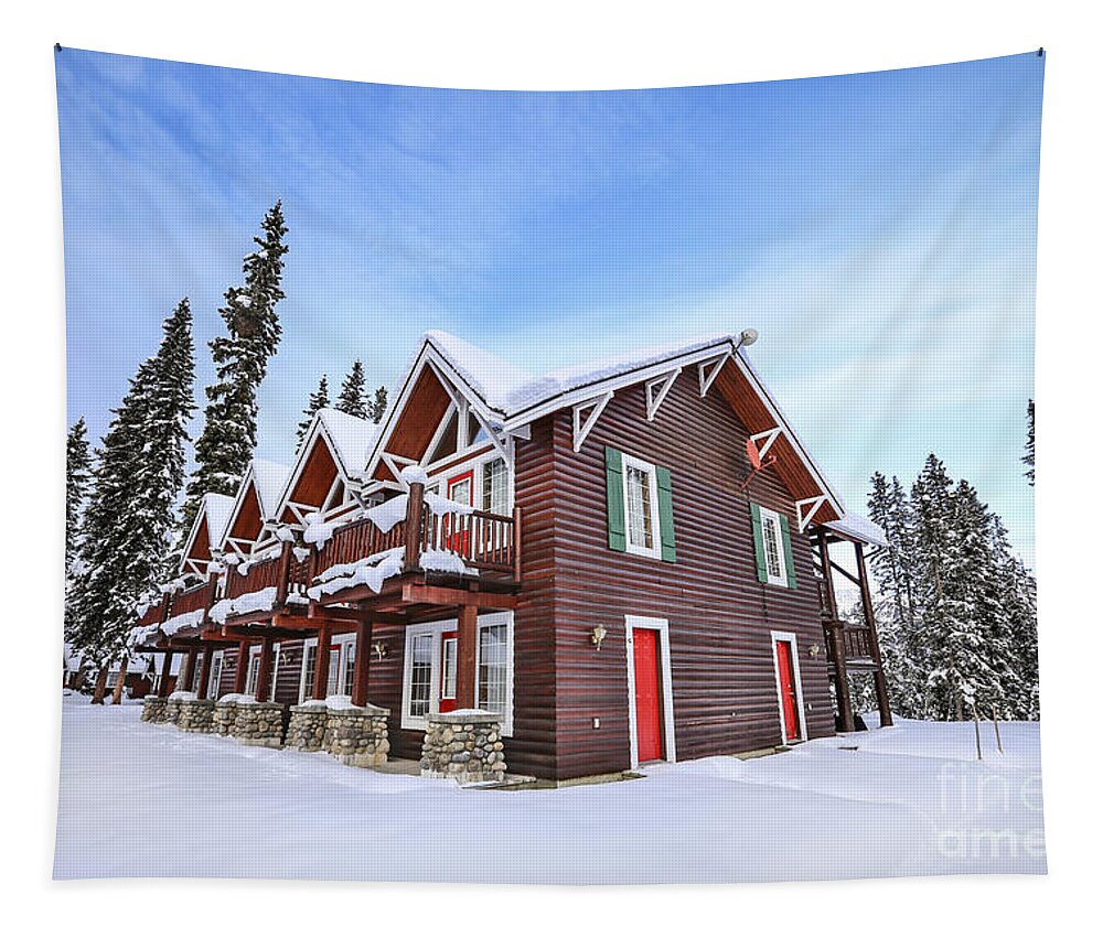 Lake Louise Tapestry featuring the photograph The Glory Of Winter's Chill by Evelina Kremsdorf