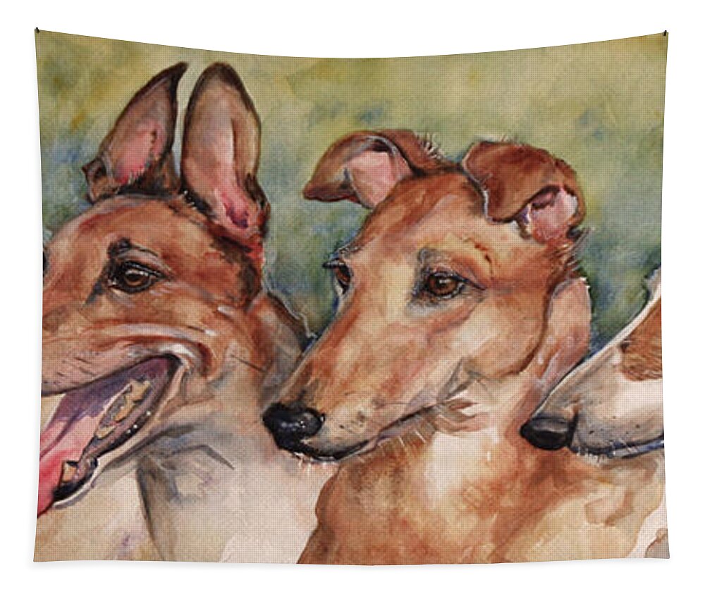 Greyhound Painting Tapestry featuring the painting The Greyhounds by Maria Reichert