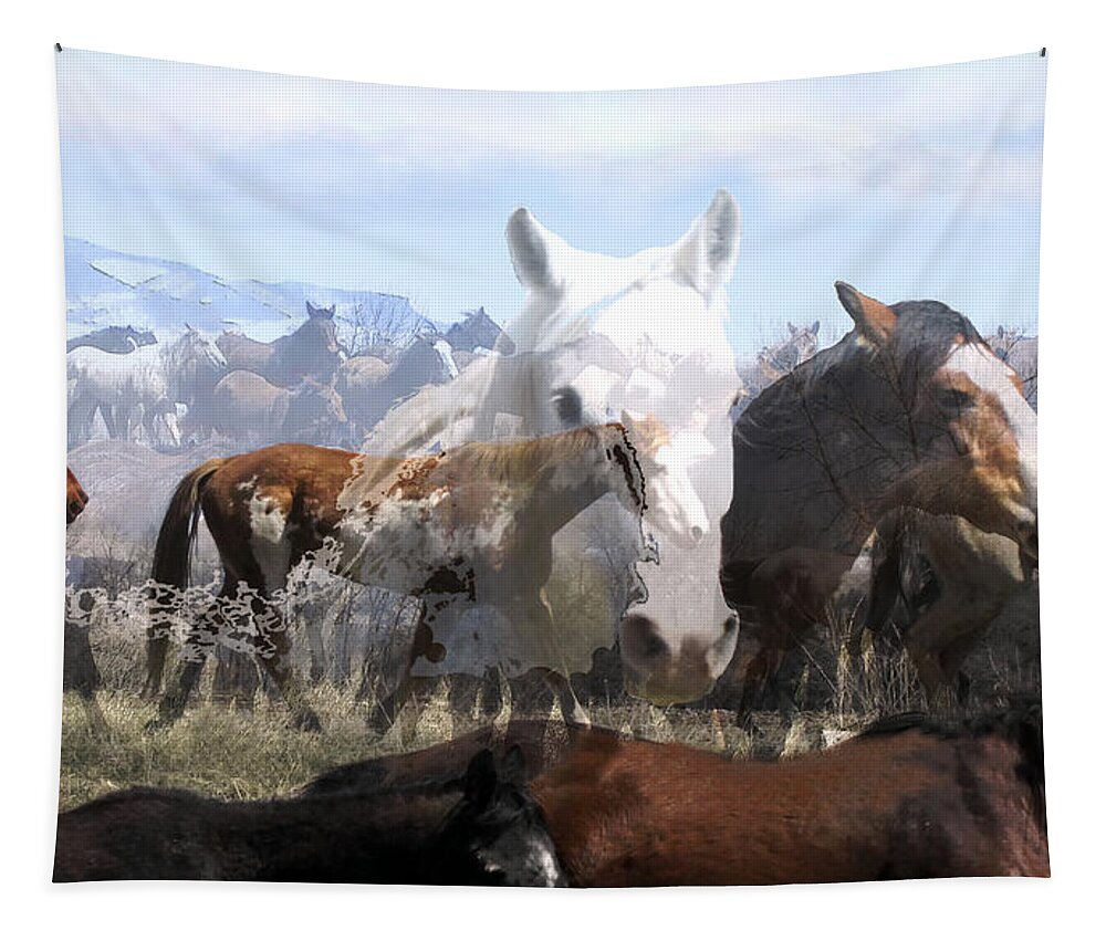 Horses Tapestry featuring the photograph The Herd 2 by Kae Cheatham