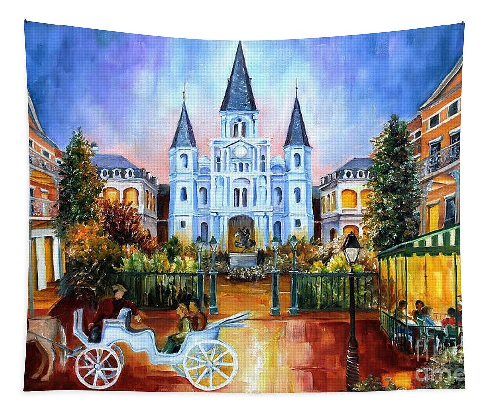New Orleans Tapestry featuring the painting The Hours on Jackson Square by Diane Millsap