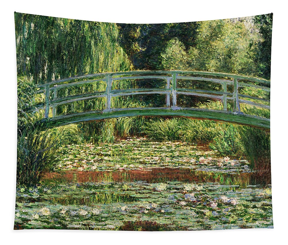 Claude Monet Tapestry featuring the painting The Japanese Footbridge and the Water Lily Pool Giverny by Claude Monet