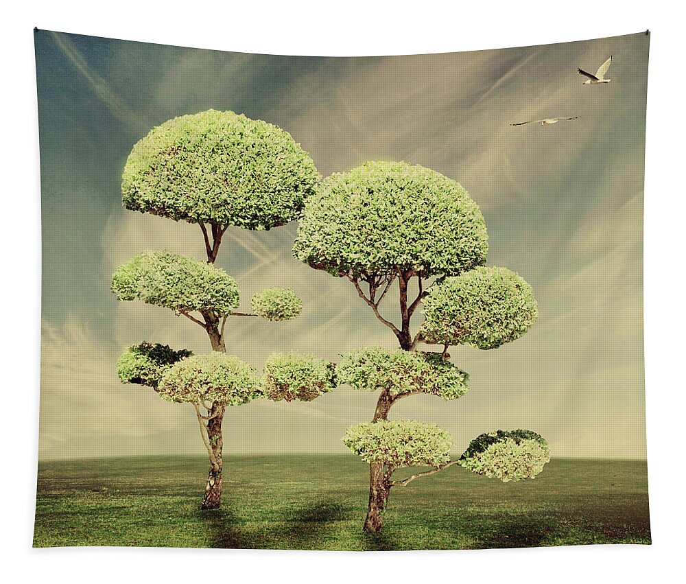 Trees Tapestry featuring the digital art The Land of the Lollipop Trees by Linda Lees