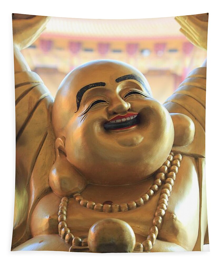 Laughing Buddha Tapestry featuring the photograph The Laughing Buddha by Amy Gallagher