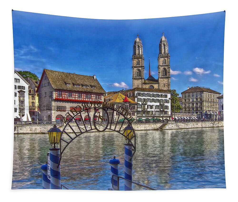 Switzerland Tapestry featuring the photograph The Limmat City by Hanny Heim