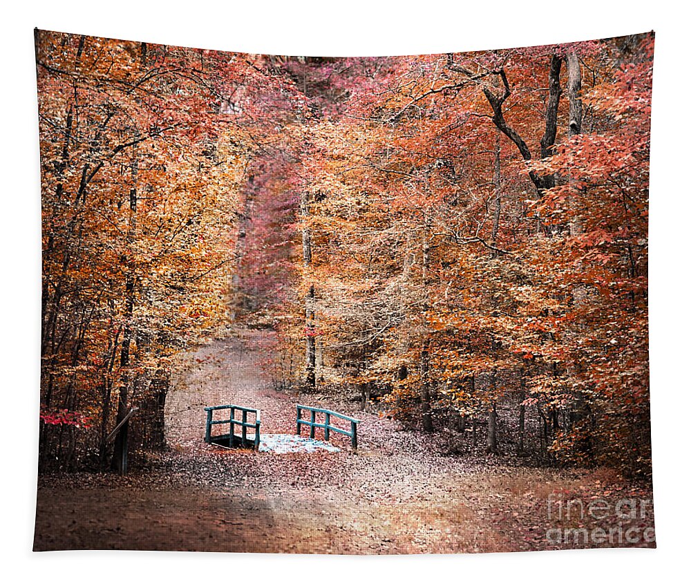 Autumn Tapestry featuring the photograph The Little Blue Bridge by Jai Johnson