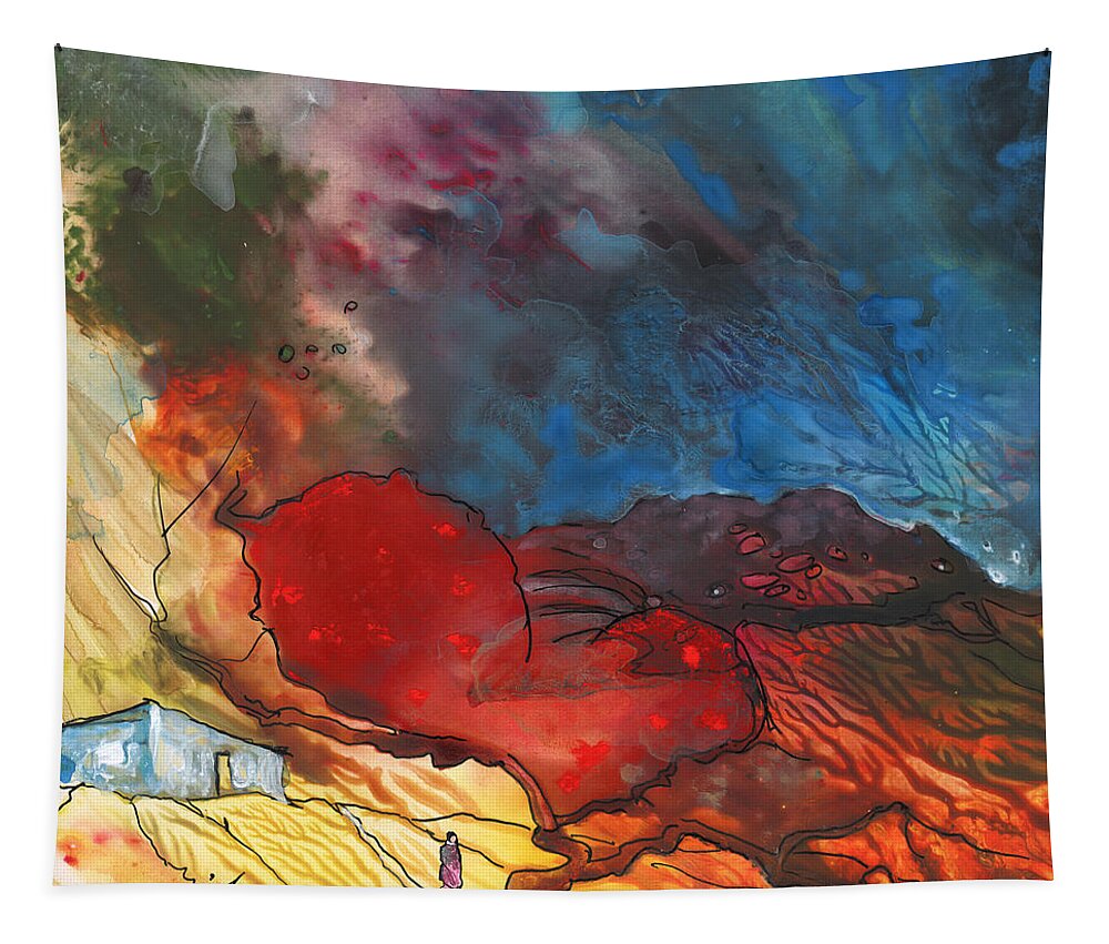 Landscape Tapestry featuring the painting The Love Tree by Miki De Goodaboom