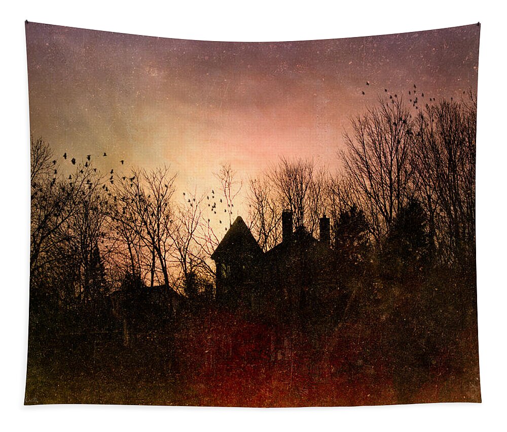 Architecture Tapestry featuring the photograph The Mansion Is Warm At The Top Of the Hill by Bob Orsillo