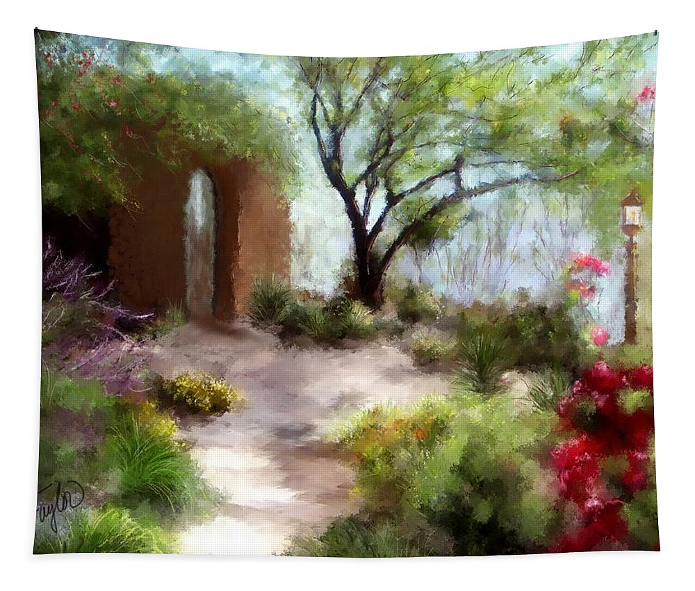 Southwest Paintings Tapestry featuring the painting The Meditative Garden by Colleen Taylor