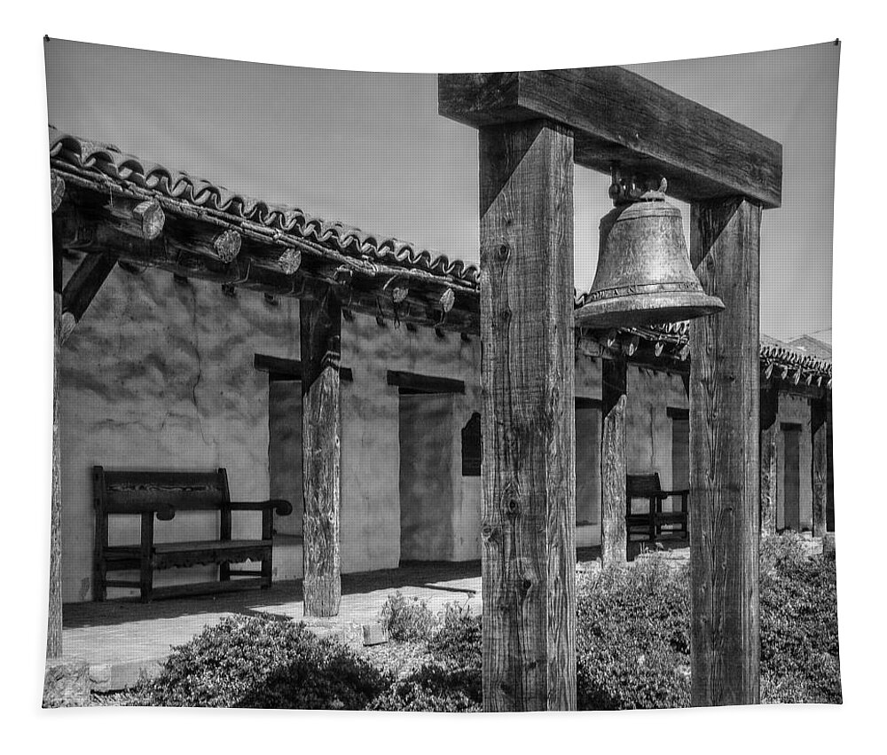 San Francisco Tapestry featuring the photograph The Mission Bell B/W by Hanny Heim
