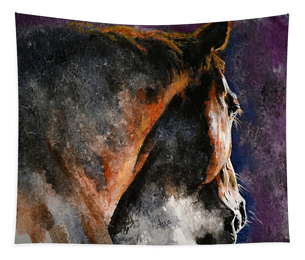 Horse Tapestry featuring the painting Cold Sunrise by Laur Iduc
