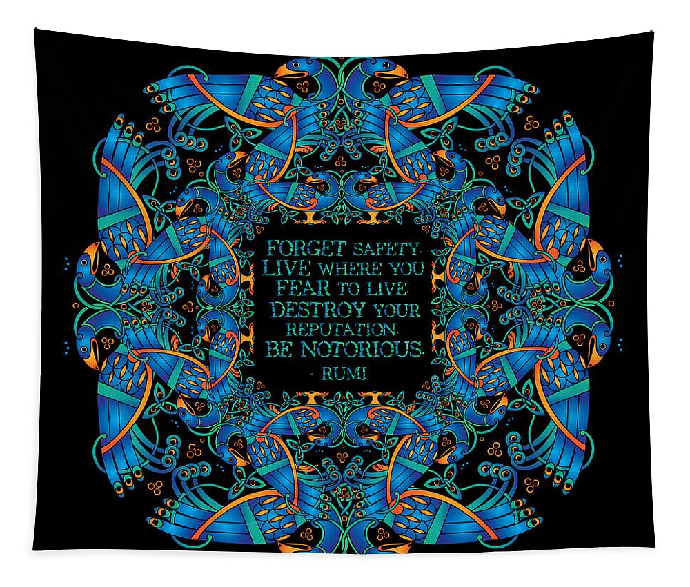Peacock Tapestry featuring the digital art The Notorious Celtic Peacocks by Celtic Artist Angela Dawn MacKay