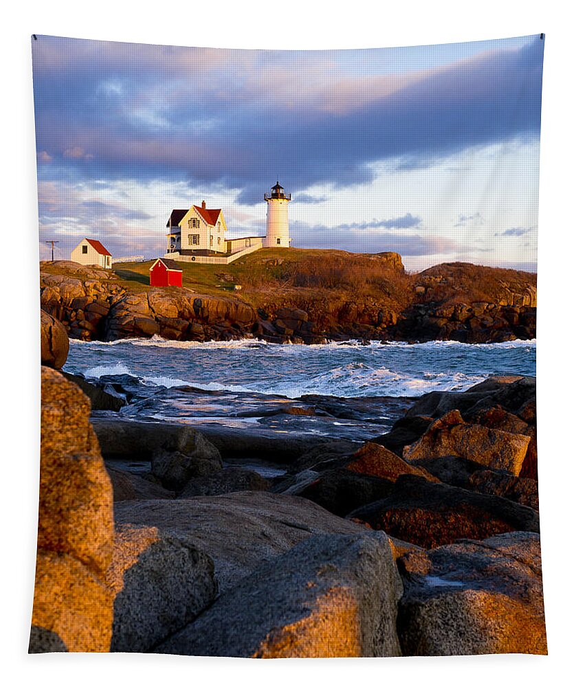 Lighthouse Tapestry featuring the photograph The Nubble Lighthouse by Steven Ralser
